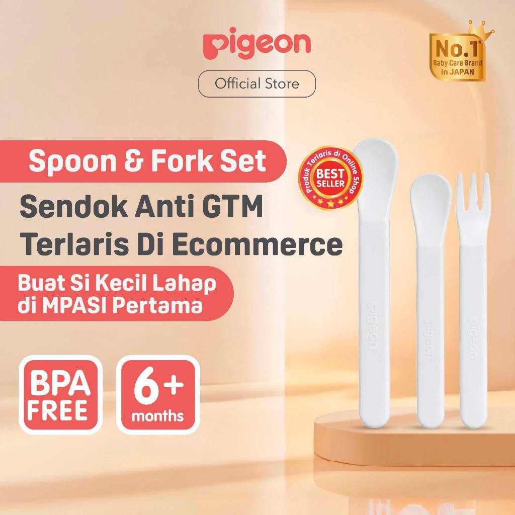 Pigeon Spoon and Fork Set Alat Makan Bayi MPASI BPA Free Food Grade 3