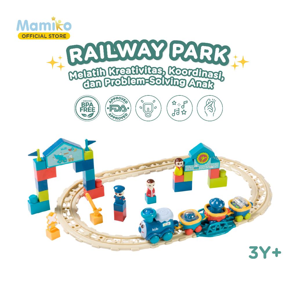 Mainan Kereta Api KUB Railway Park 36 Pcs Set Rel Track Anak ABS Foto 3
