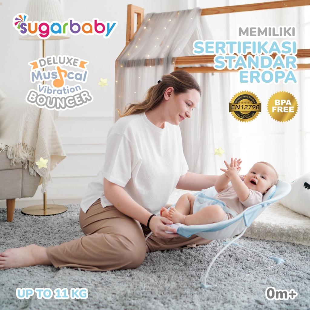 Sugar Baby Deluxe Musical Vibration Bouncer Kursi Ayunan Bayi dengan Musik & Getar Foto 3