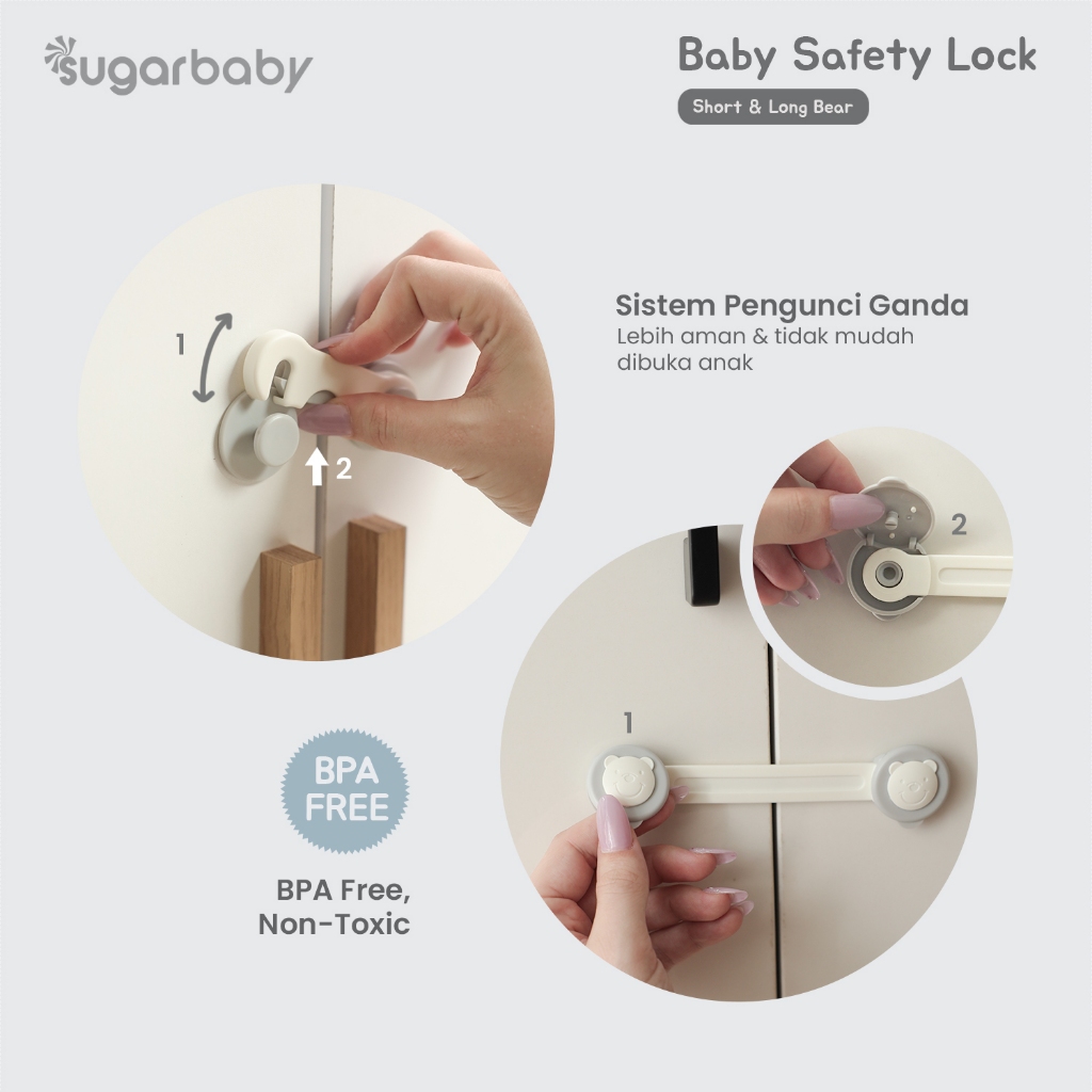Sugarbaby Baby Safety Lock Short Adjustable Long Strap Pengaman Laci Lemari Foto 2