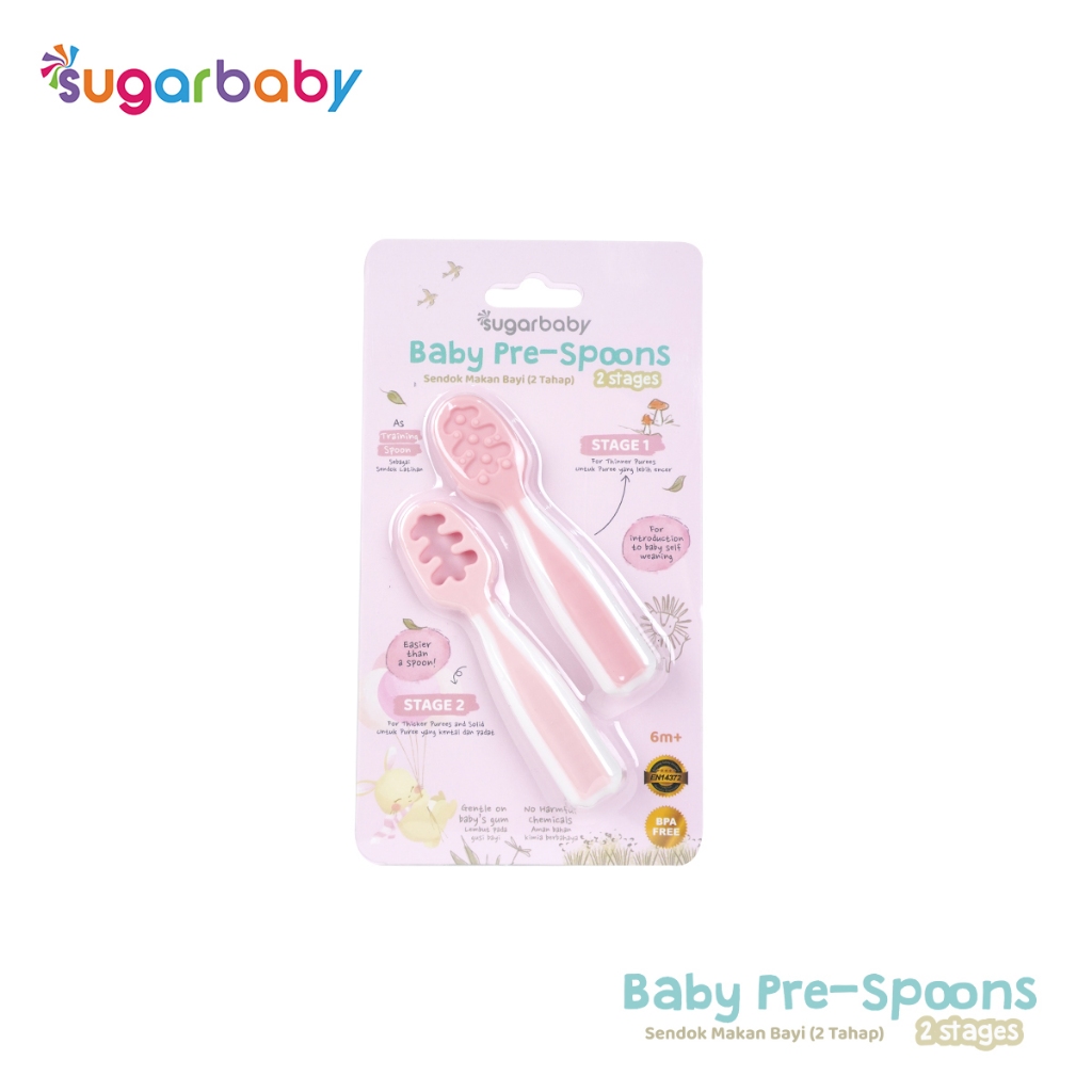 Sendok Belajar Bayi Sugar Baby Pre Spoon 2 Stages BPA Free Training Spoon MPASI Foto 8