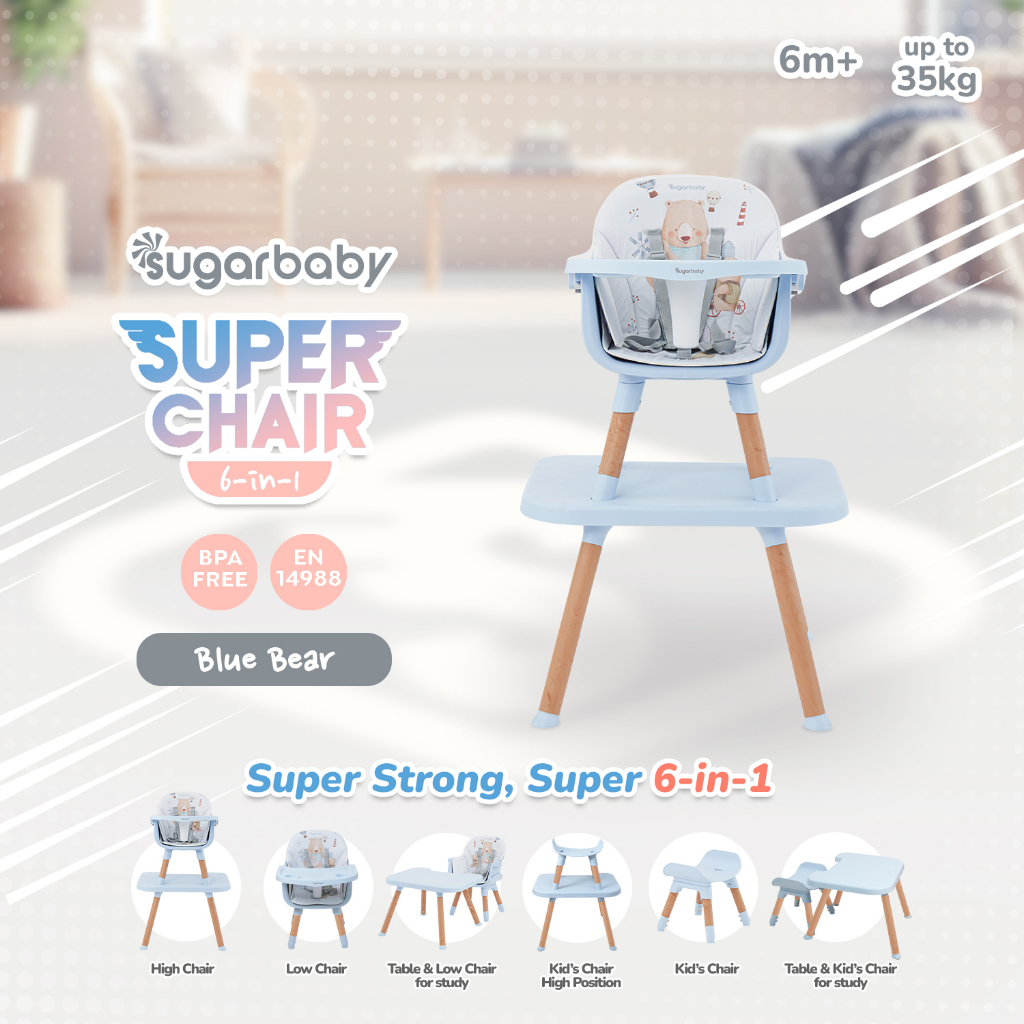 Kursi Makan Bayi Sugar Baby Super Chair 6in1 High Chair BPA Free Anti Slip Foto 6