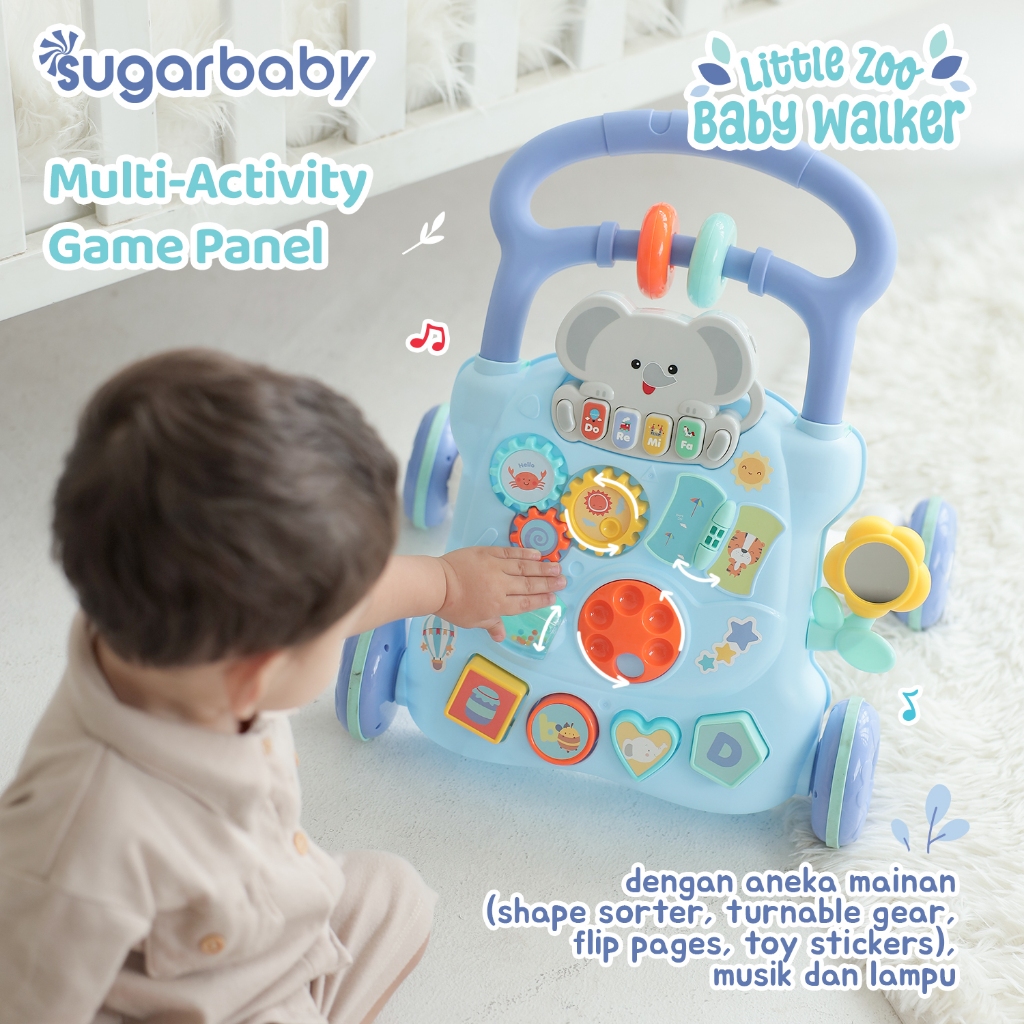 Sugarbaby Little Zoo Baby Walker Mainan Dorong Bayi dengan Piano Lepas & Panel Aktivitas Foto 3
