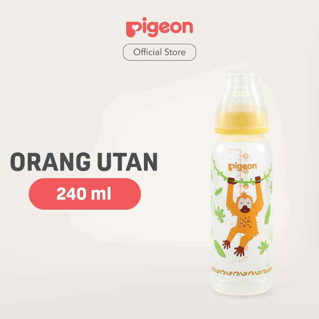 Pigeon Botol Susu Slim Neck PP RP 240ml Motif Hewan Langka dengan Dot S-Type Foto 5