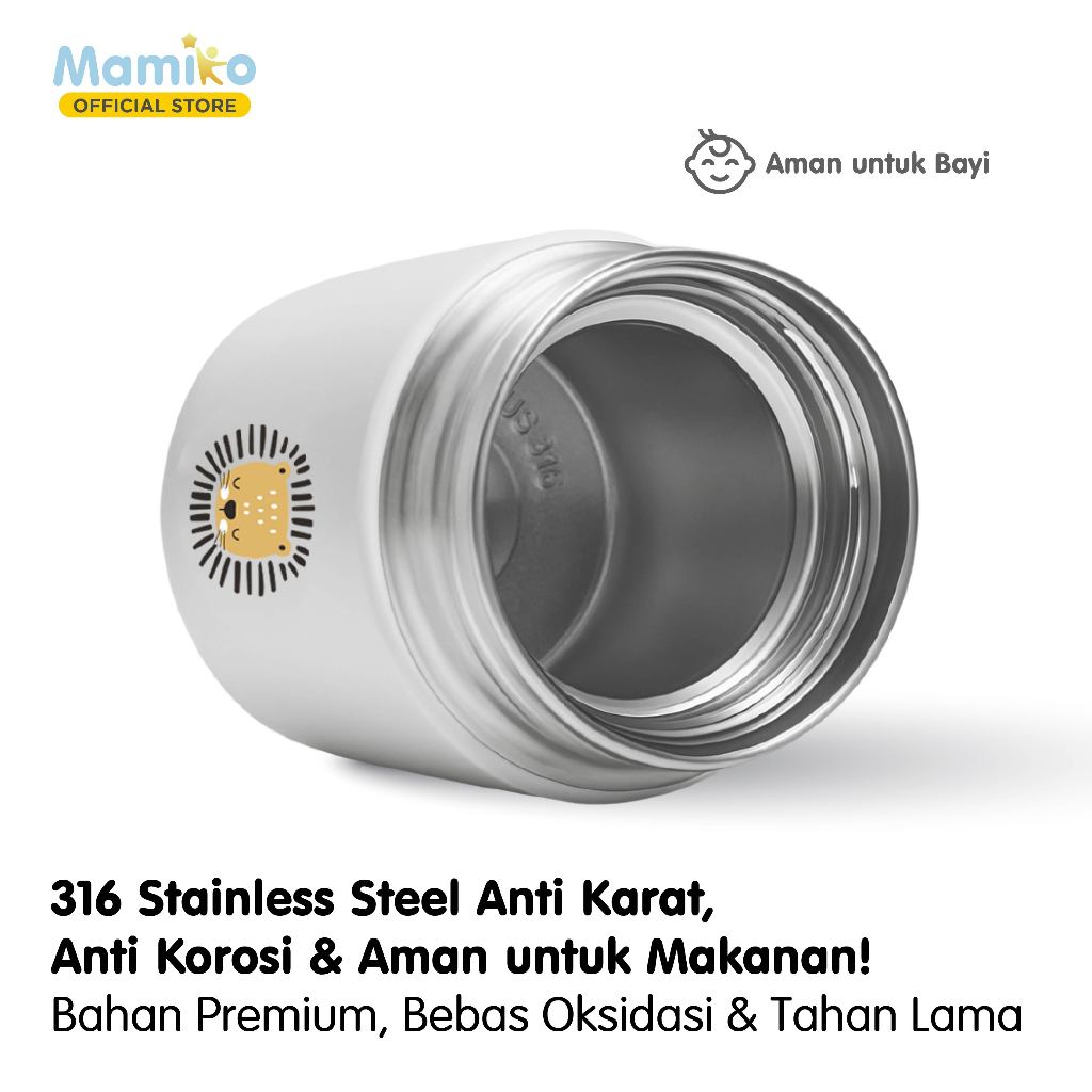 Termos Makanan Mamiko Thermal Food Jar 480ML SUS 316 Stainless Steel Tahan Panas Dingin Foto 4