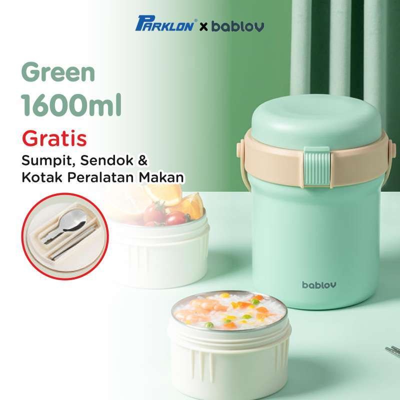 Parklon x Bablov Kotak Makan Isolasi Termal Stainless Steel 316 2 Tingkat 1600ml Foto 6