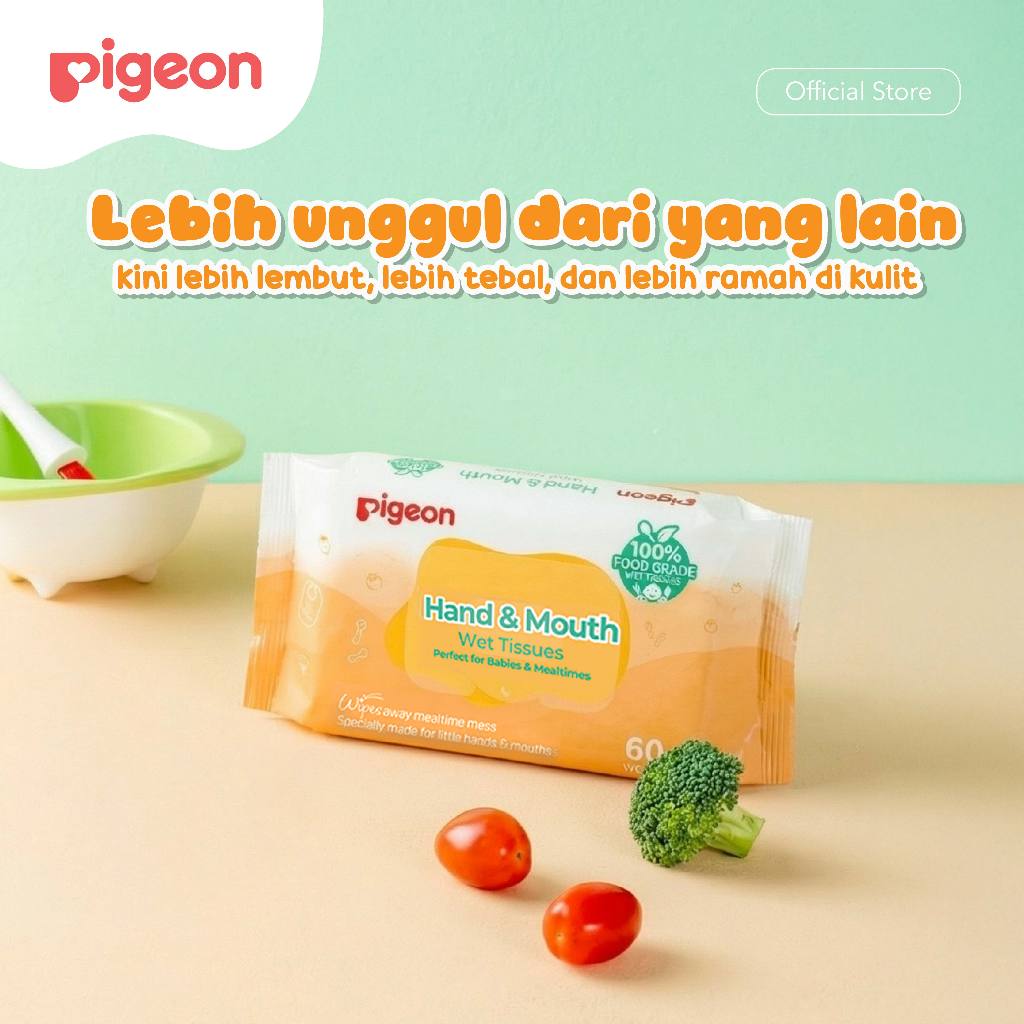 Pigeon Hand & Mouth Wet Tisu Basah Bayi Food Grade Formula 60 Lembar Foto 4