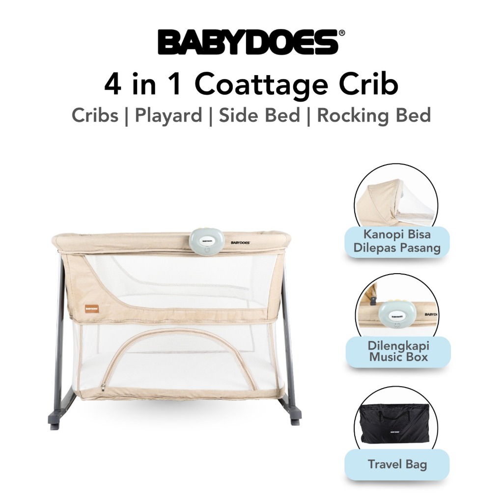 Baby Box Babydoes 4-in-1 Cottage Crib Tempat Tidur Bayi Portable dengan Music Box Foto 2