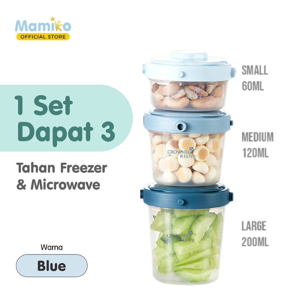 KUB Mamiko Food Container Set 3 Pcs 60ml 120ml 200ml BPA Free Kedap Udara Foto 5