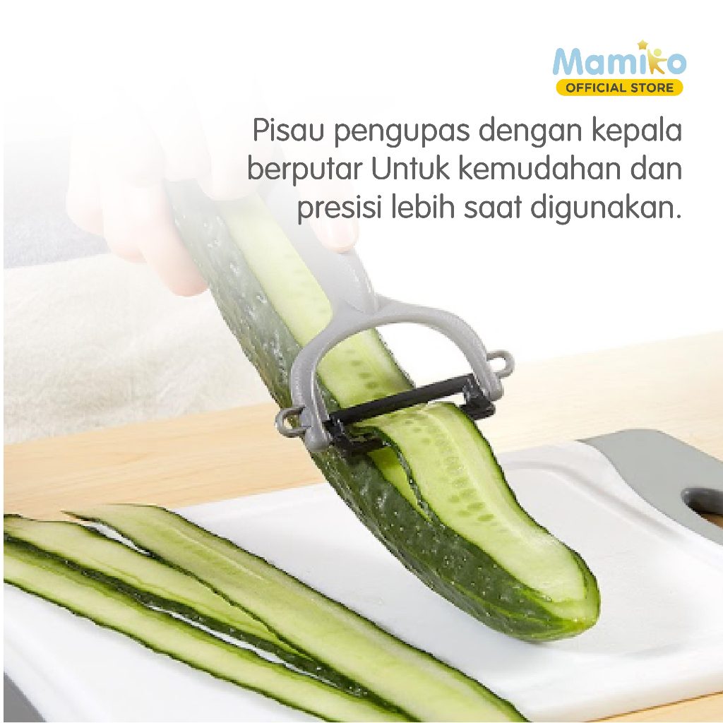 Set Pisau Keramik KUB 3-Piece Bilah Hitam Anti Noda dengan Talenan Grey Foto 4