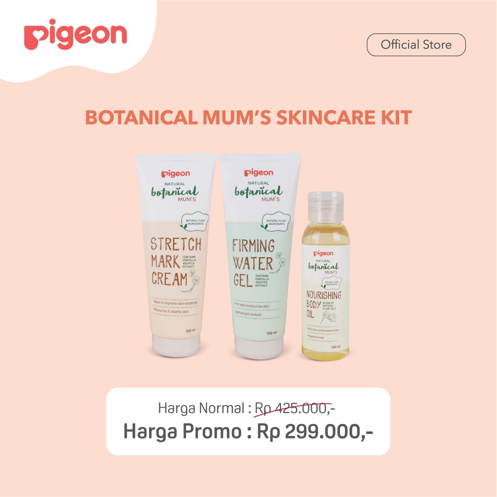 Pigeon Botanical Mum's Skincare Kit Cream Stretch Mark Firming Gel Body Oil Foto 5