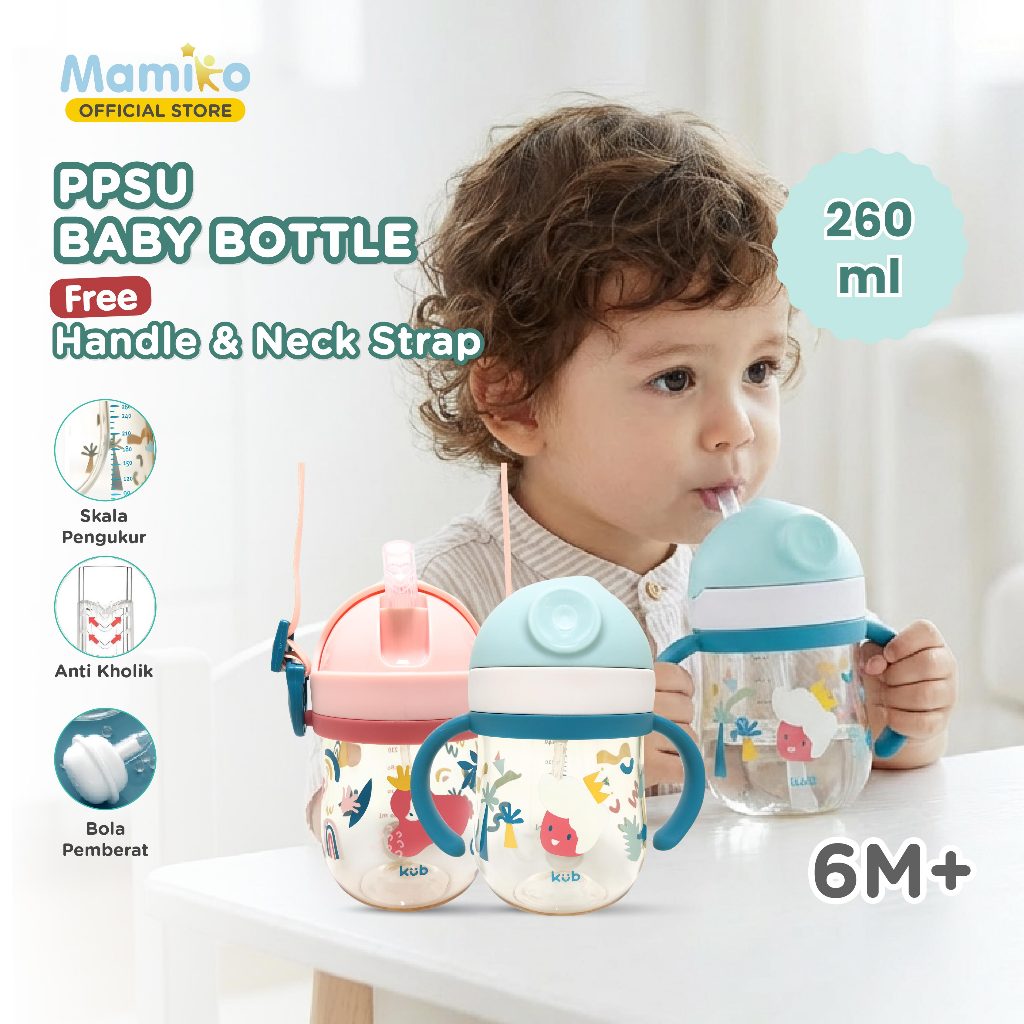 Gelas Sedotan Bayi KUB Big Eye Cup 260ml PPSU Bahan Jerman Anti Tumpah