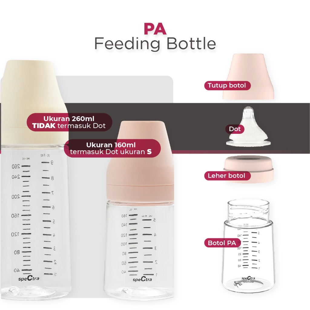 Botol Susu Spectra Baby Bottle PA 260ml Polyamide 2pcs Set Tanpa Dot Foto 5