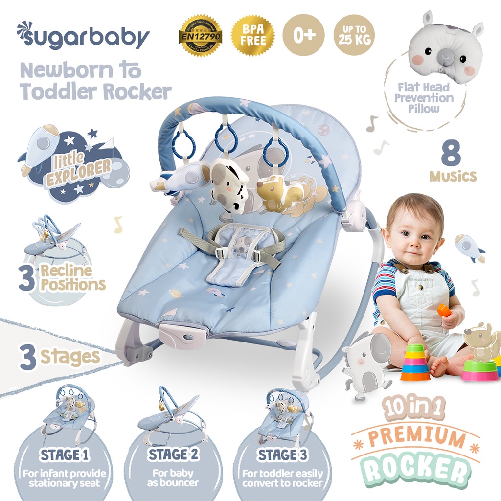 Ayunan Bayi Sugarbaby 10in1 Premium Rocker Bouncer Kursi Goyang Manual Foto 8