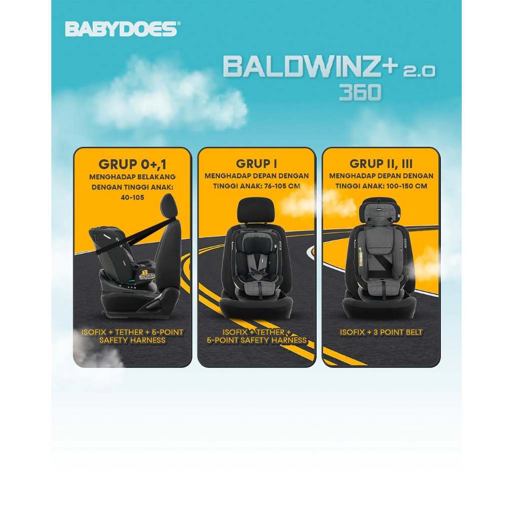 Babydoes Car Seat Baldwinz+ 2.0 360° Rotasi ISOFIX R129/03 Foto 4