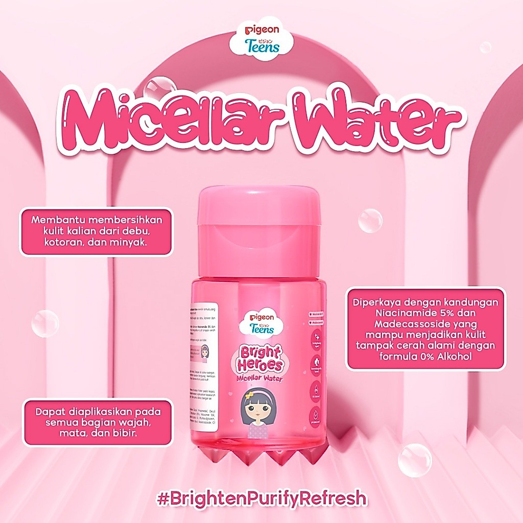Pigeon Teens Bright Heroes Micellar Water 100 ml Niacinamide 5% Double Cleansing Foto 3