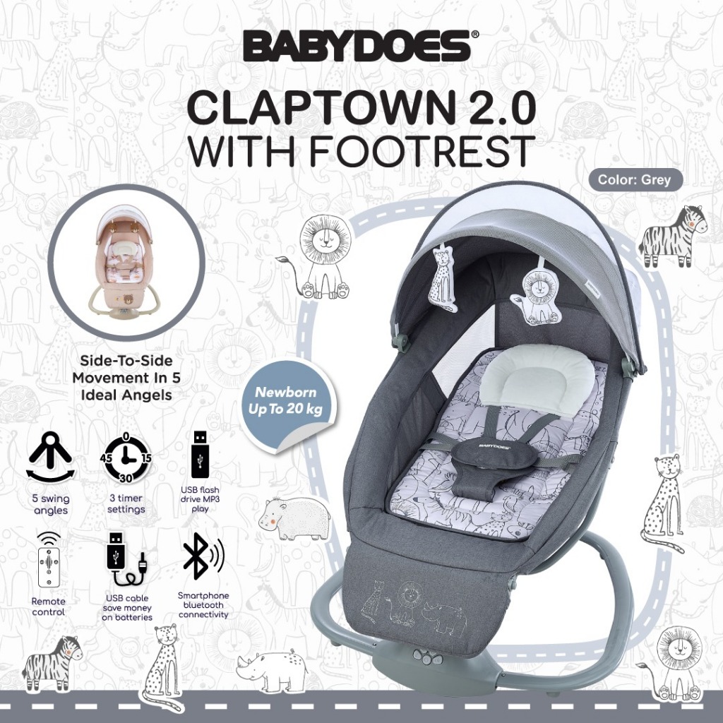 Ayunan Bayi Babydoes Claptown 2.0 with Footrest Side to Side Movement 15 Lagu Foto 7