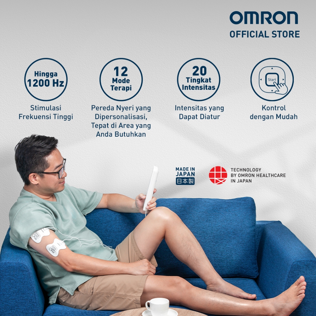 Omron HV-F230 TENS Massager Elektrik Alat Terapi Nyeri Otot 12 Mode Foto 4