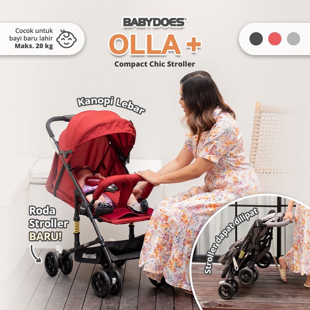 Babydoes Olla+ Stroller Bayi 20kg Newborn Lightweight dengan Shock Breaker Foto 4