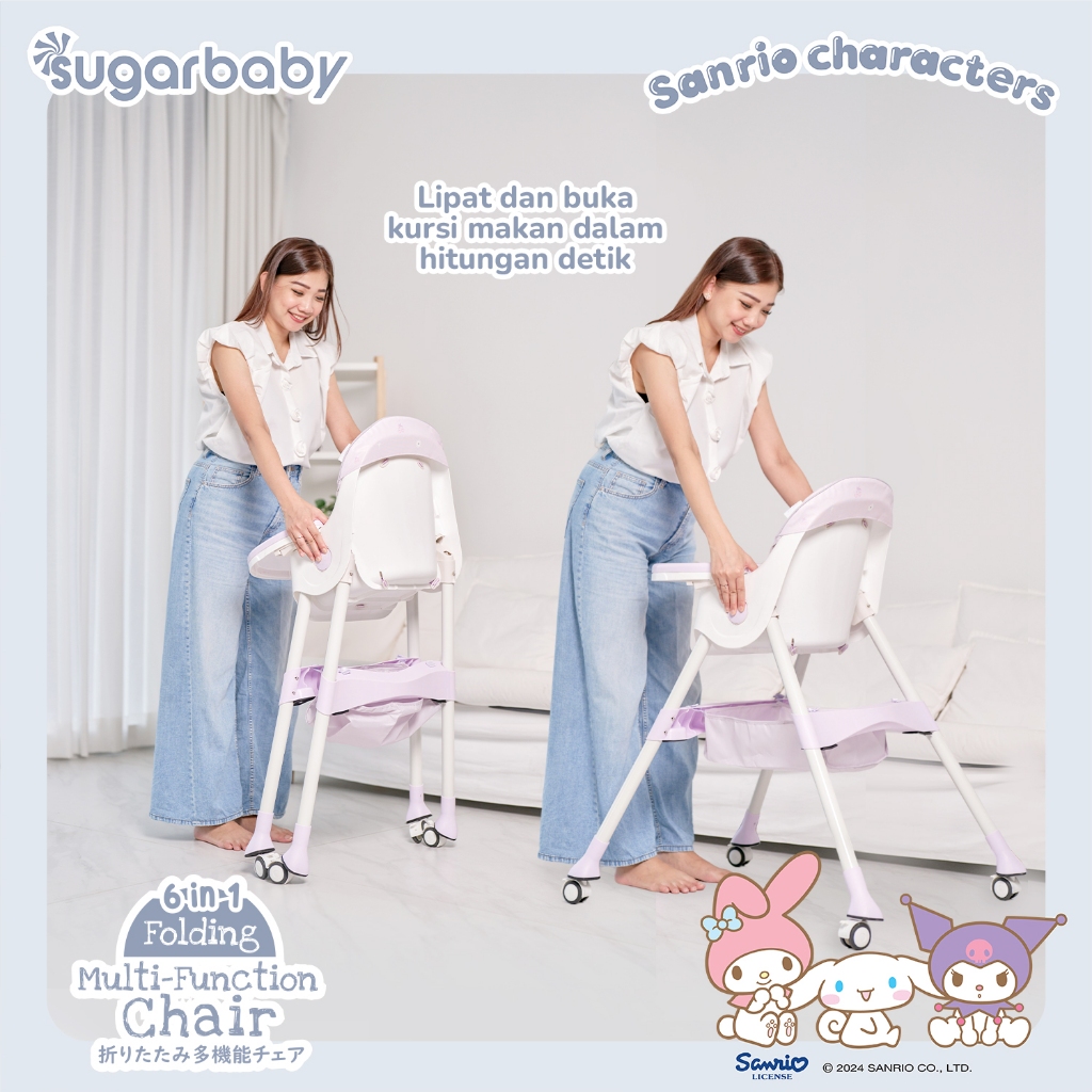 Kursi Makan Bayi Sugar Baby 6-in-1 Folding Multi-Function Chair Sanrio Collection Foto 4