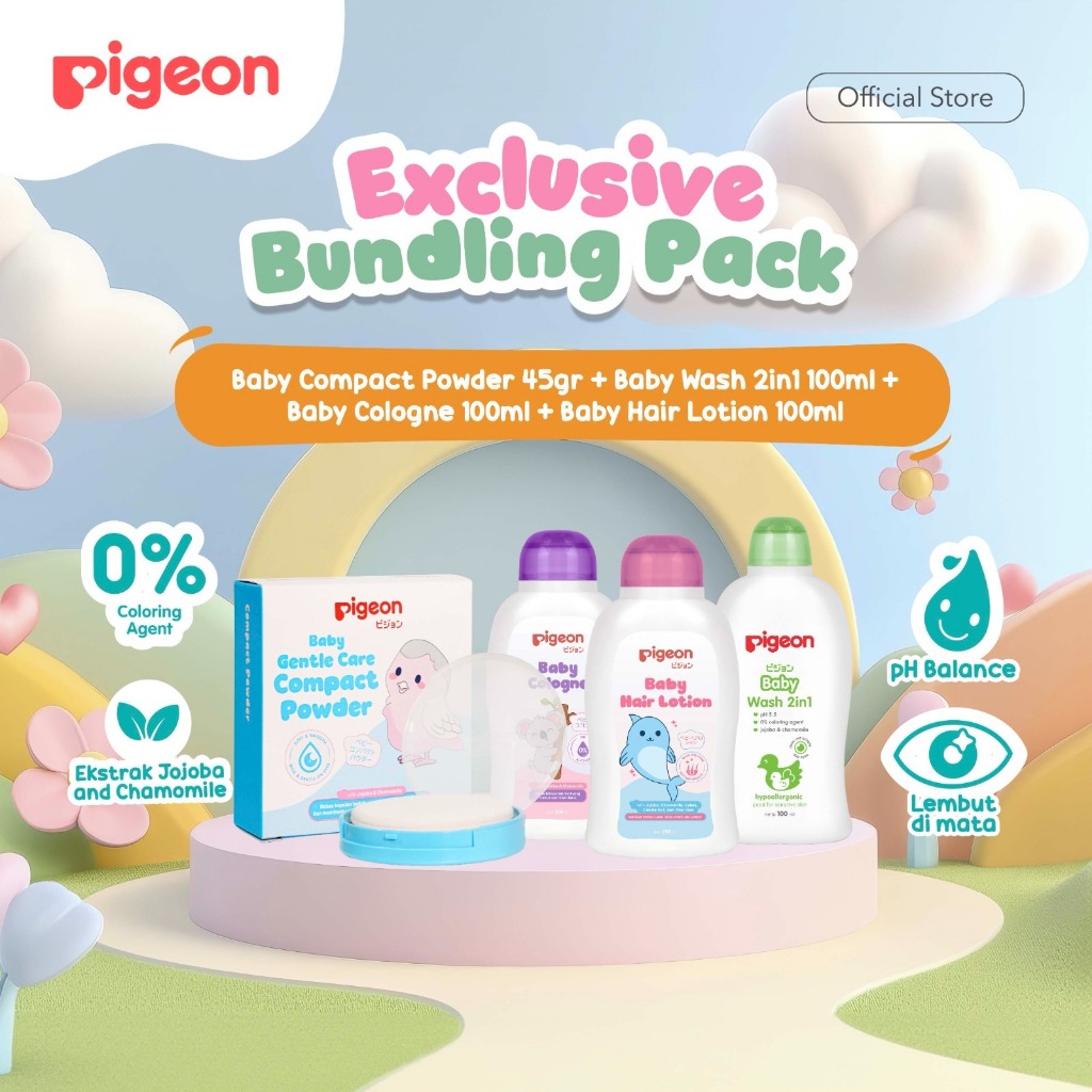 Pigeon Baby Care Set Chamomile Bundle Pack 2 Hair Lotion Cologne Powder & Wash