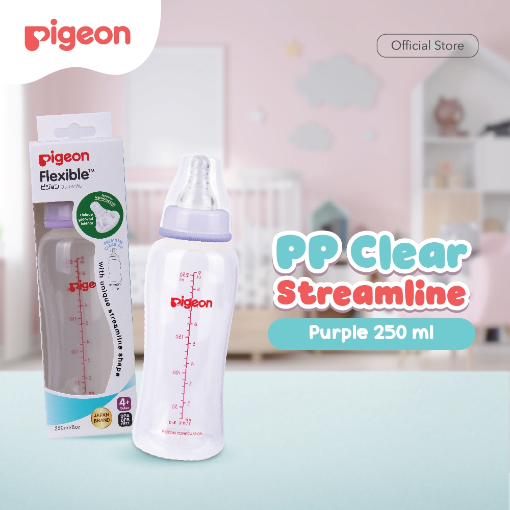 Botol Susu Pigeon Slim Neck PP 250ml BPA Free Anti Kolik Dot Peristaltic Size Foto 4