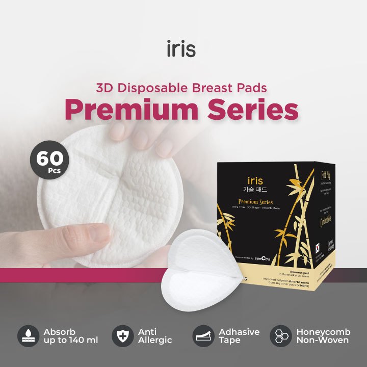 Breast Pad Iris Premium Series Disposable 60 Pcs Anti Bocor Honeycomb 3D Shape Foto 7