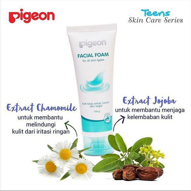 PIGEON Facial Foam 40ml Sabun Pembersih Wajah Ekstrak Jojoba & Chamomile Foto 3