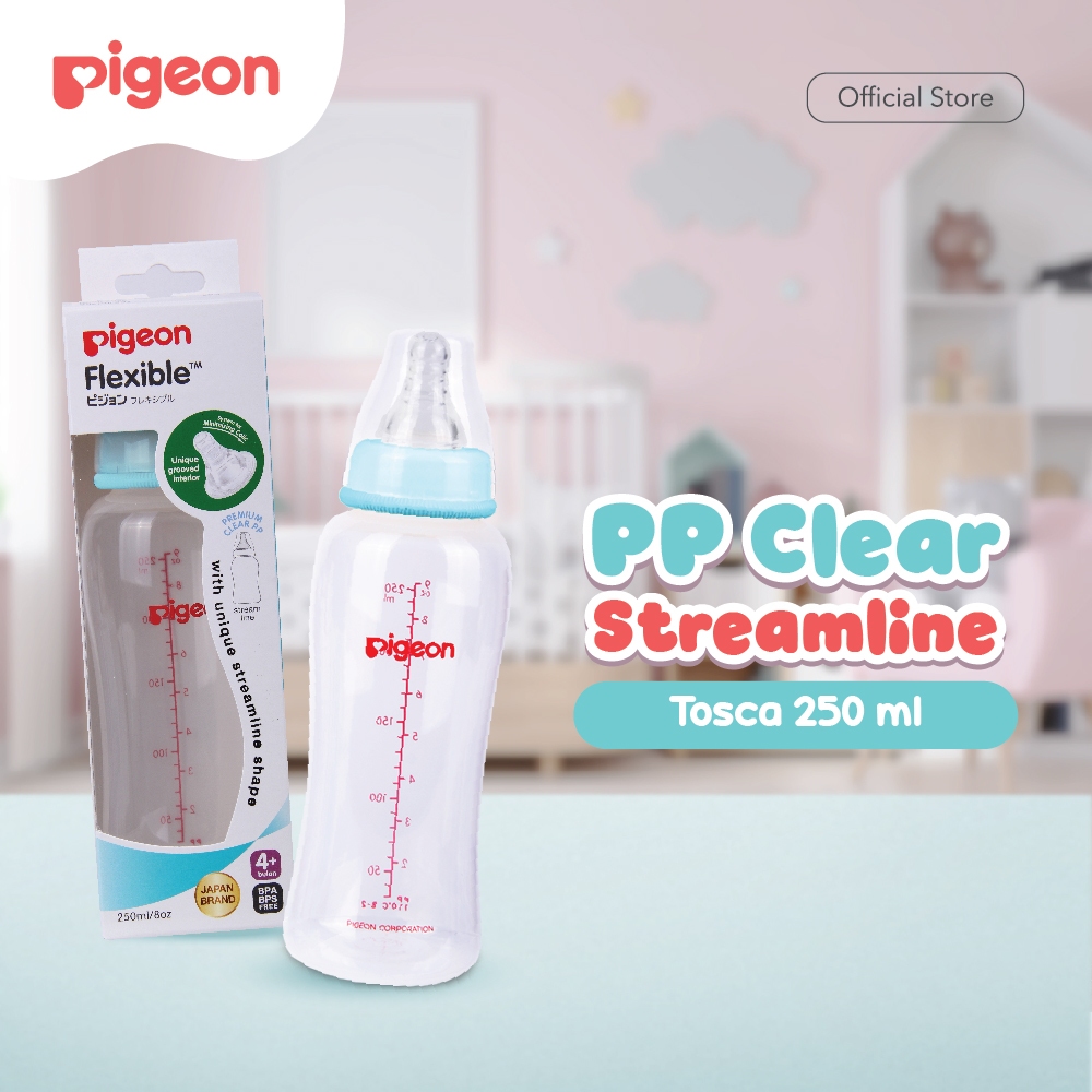Botol Susu Pigeon Slim Neck PP 250ml BPA Free Anti Kolik Dot Peristaltic Size Foto 8