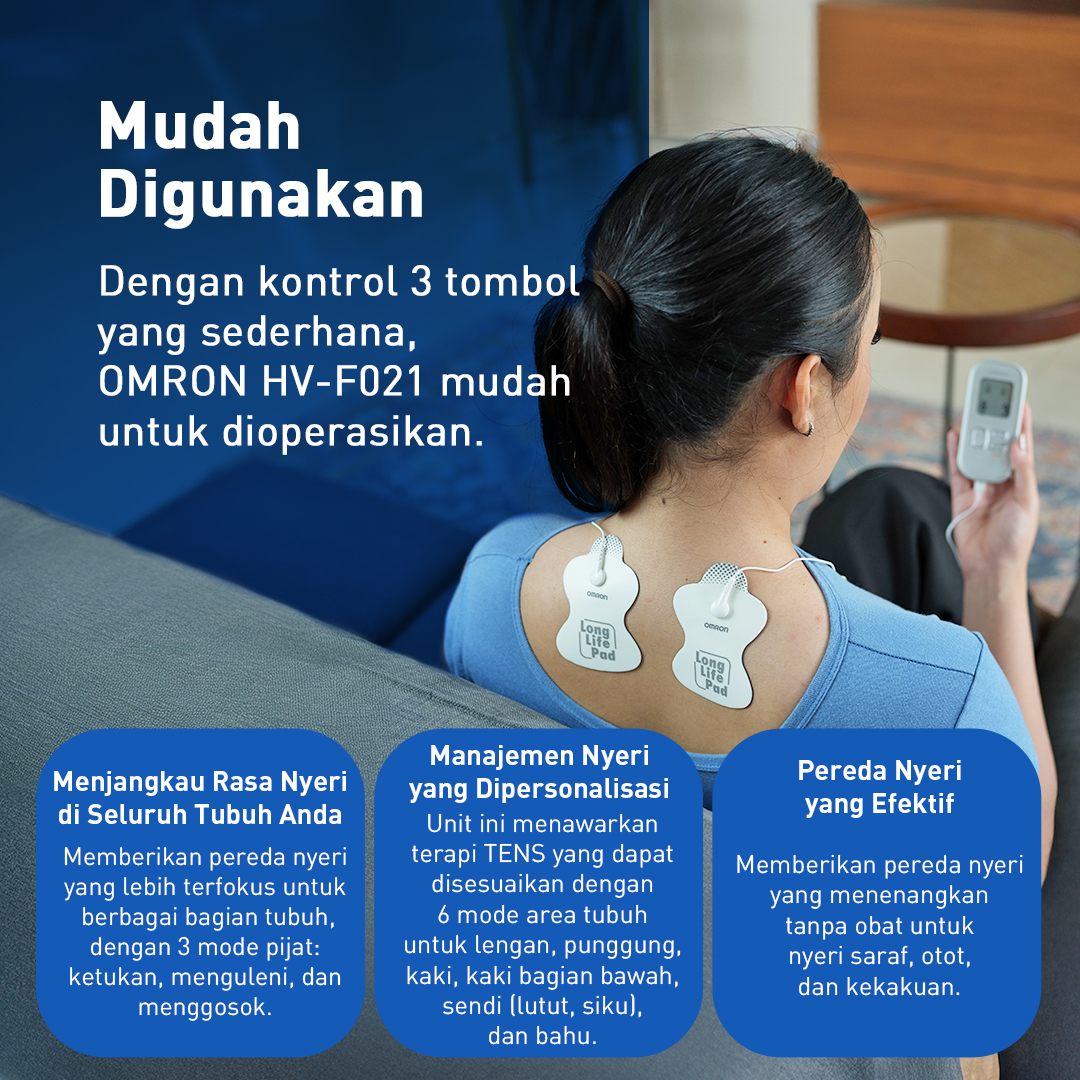 Omron Alat Pijat Elektronik TENS HV-F021 Pulse Massager 9 Mode 15 Level Intensitas Foto 8