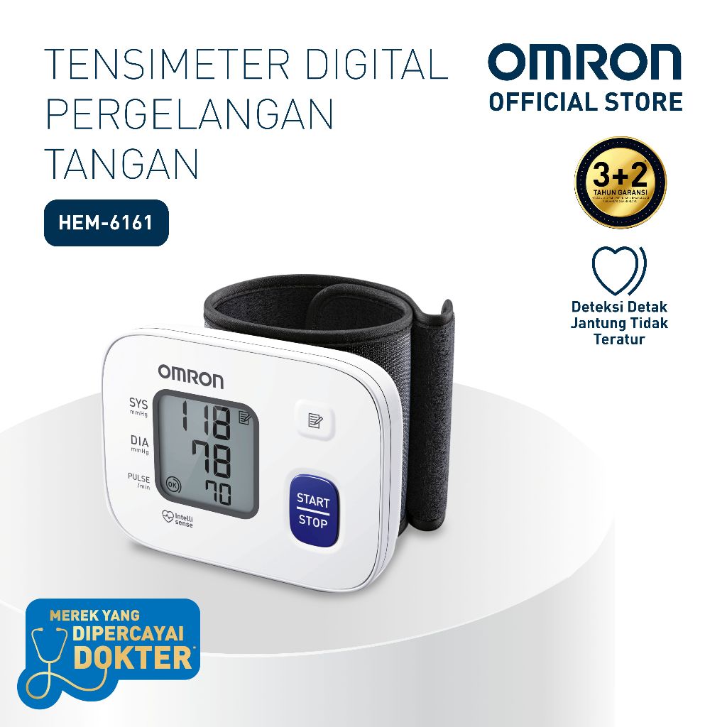 Omron HEM-6161 Wrist Blood Pressure Monitor Alat Cek Tensi Darah Digital