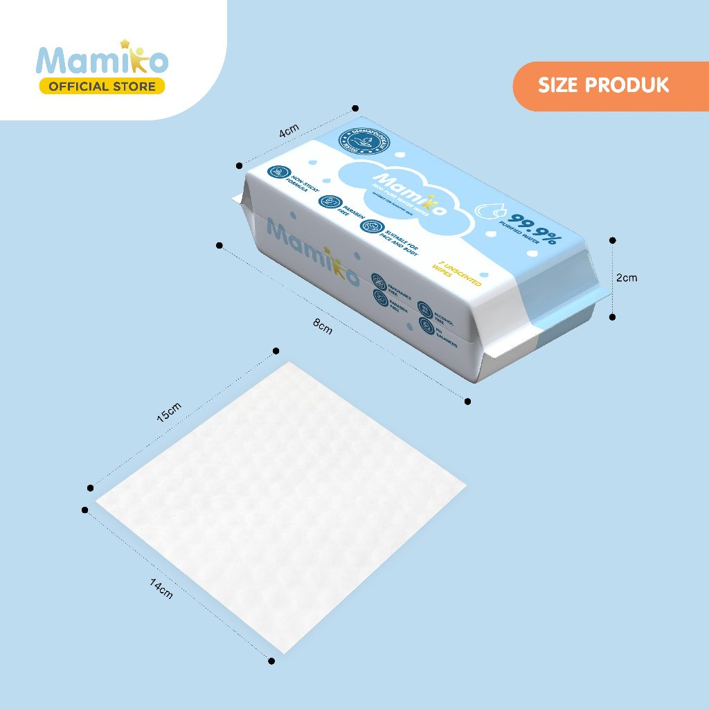 Mamiko Tisu Basah Bayi Travel Pack Bundle 8 Pak x 7 Lembar Bebas Alkohol Foto 3