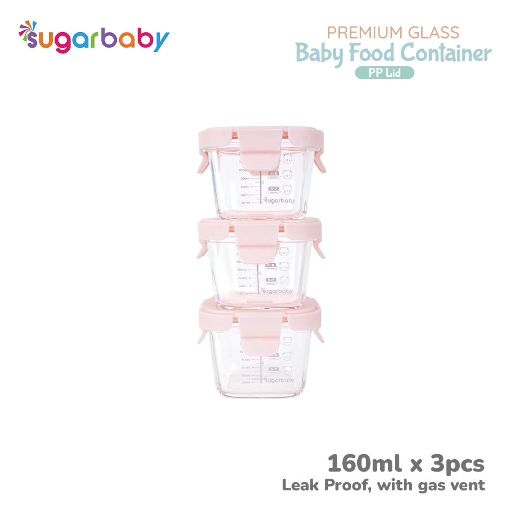 Sugar Baby Premium Glass Jar Baby Food Container 160ml 3 Pcs BPA Free Tutup Foto 7