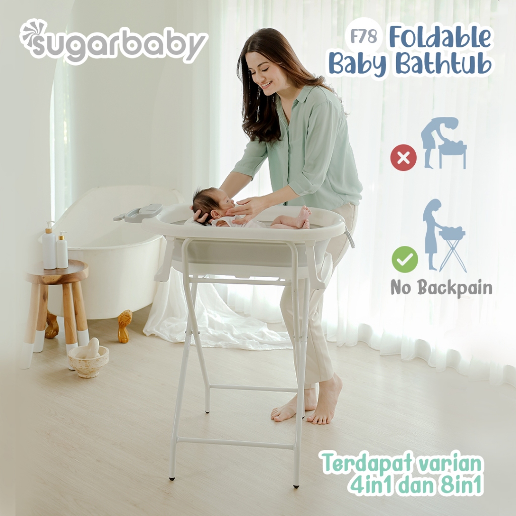 Sugar Baby Foldable Baby Bathtub dengan Digital Thermometer F82 F78 F88 Bak Mandi Bayi Foto 3