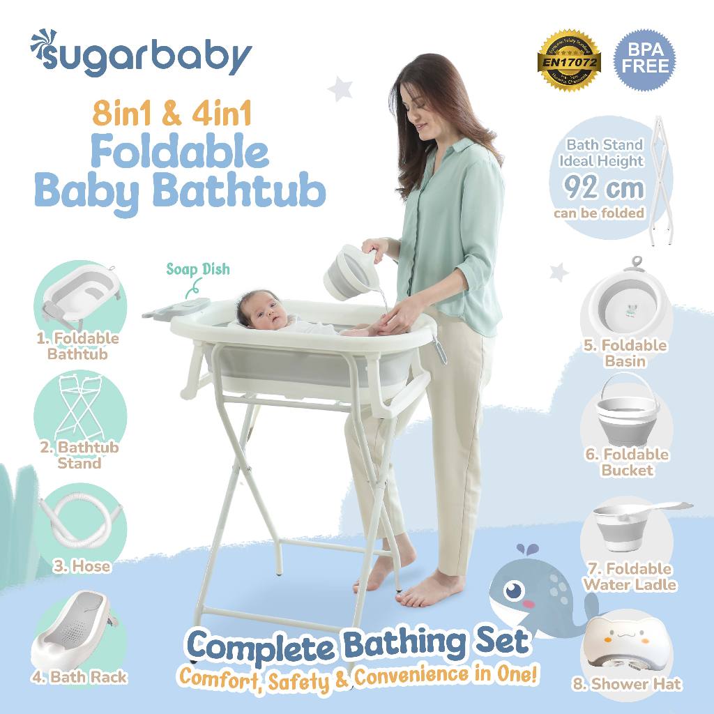Sugar Baby Foldable Baby Bathtub dengan Digital Thermometer F82 F78 F88 Bak Mandi Bayi
