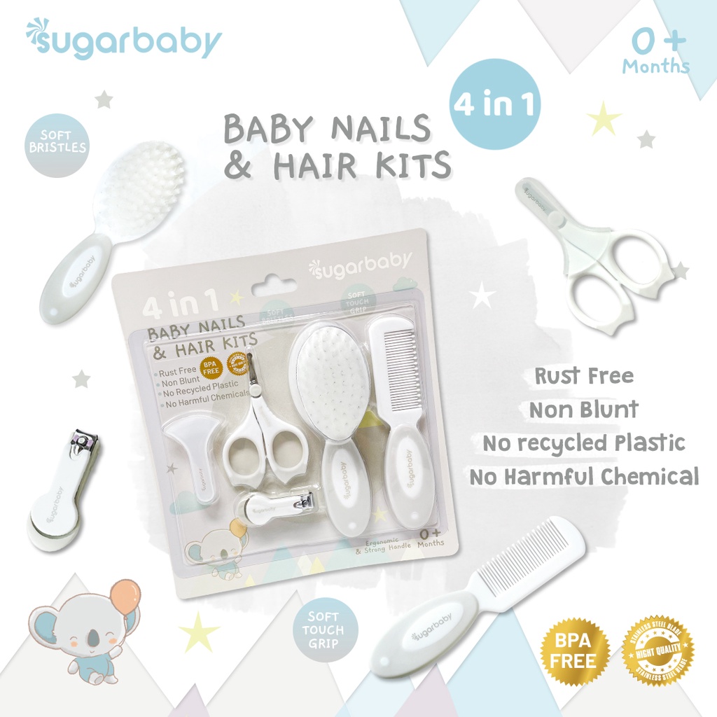 SUGAR BABY Perlengkapan Kuku & Rambut Bayi 4in1 Set Gunting Sisir Sikat Premium Foto 8