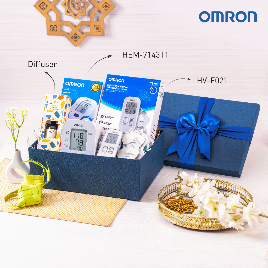 Hampers Kesehatan Omron HEM-7143T1 Tensimeter & HV-F021 TENS Unit Diffuser Foto 3