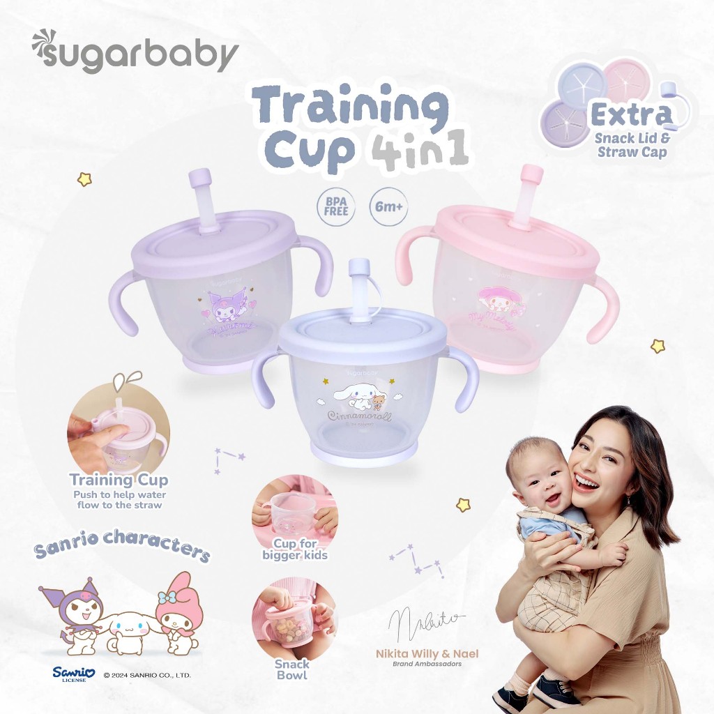 Sugarbaby Training Cup 4in1 Sanrio Collection Gelas Anak BPA Free Anti Bocor 150ml Foto 2