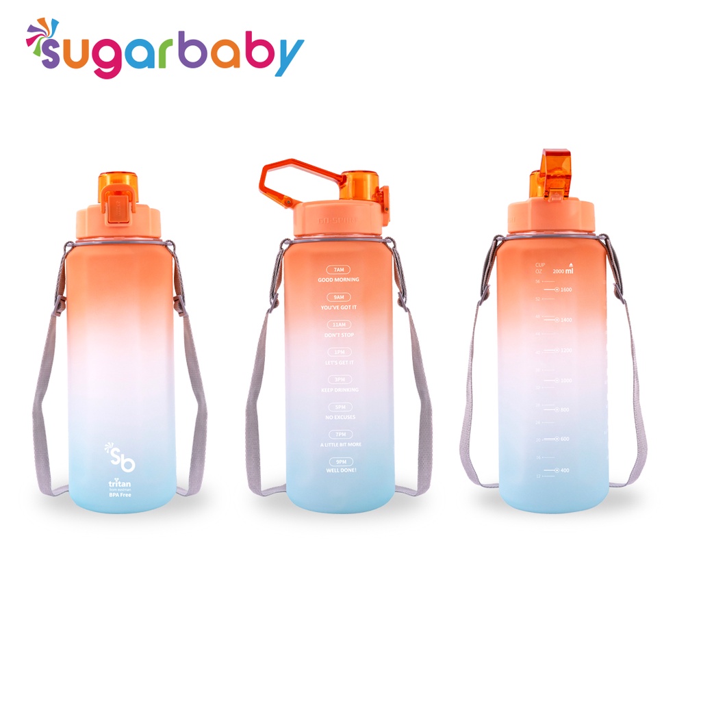 Botol Minum Sugarbaby Tritan Fit Bottle 2in1 Rainbow Anti Bocor dengan Sedotan dan Time Foto 6