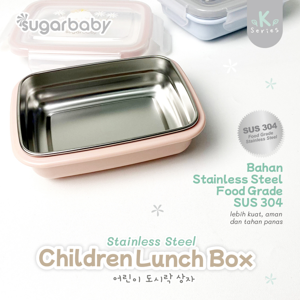 Kotak Makan Anak SUGAR BABY Stainless Steel SUS 304 Double Layer 320 ml Nature Foto 3