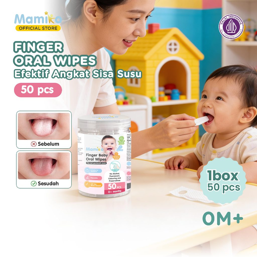 Mamiko Finger Baby Oral Wipes 30 & 50 Pcs Pembersih Lidah Gusi Bayi Baru