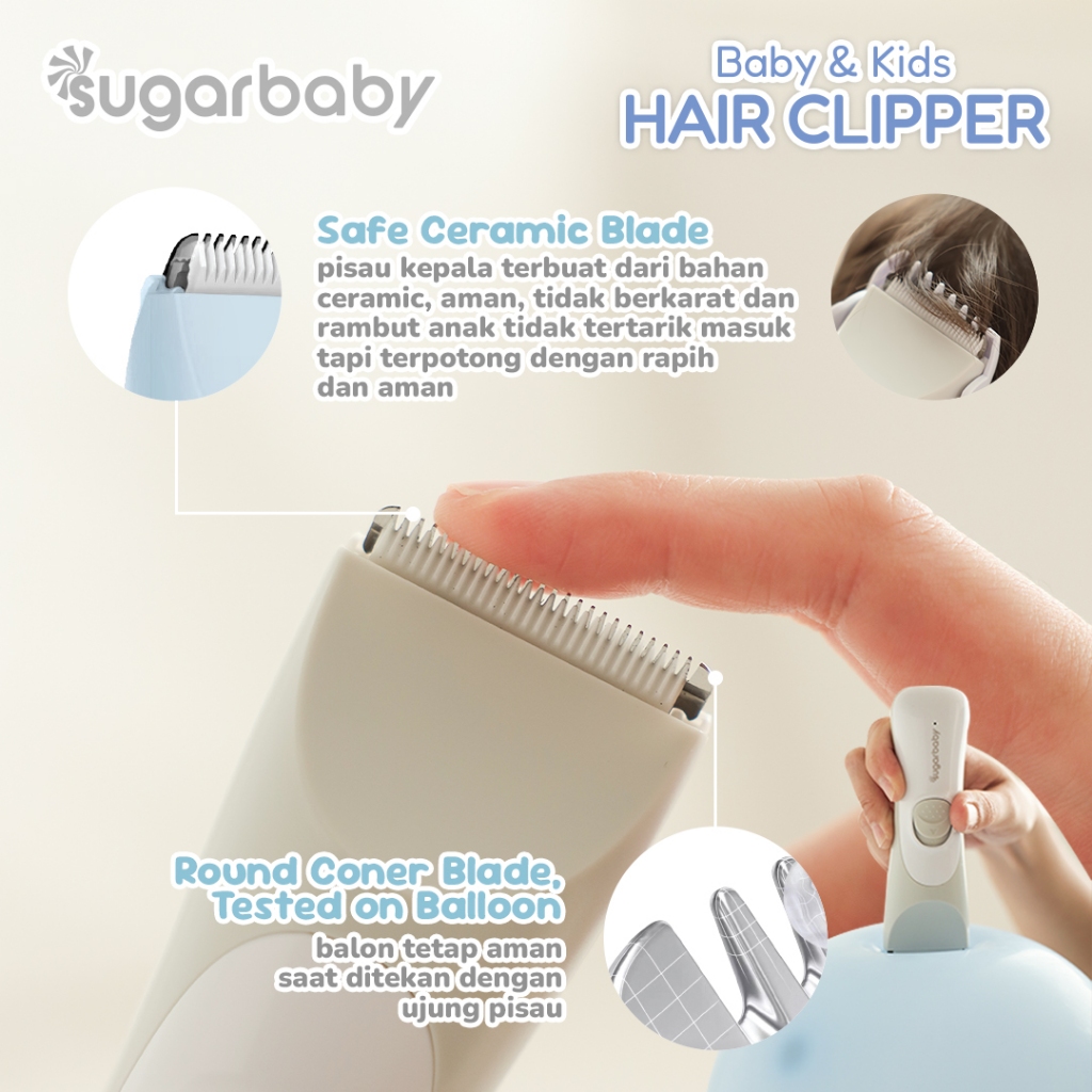 Sugarbaby Baby & Kids Hair Clipper Alat Cukur Rambut Bayi USB Ceramic Blade IPX7 Foto 2
