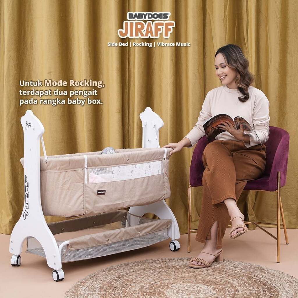 Baby Box Babydoes Jiraff Side Bed & Rocking Mode dengan Mosquito Net Music Box Foto 4
