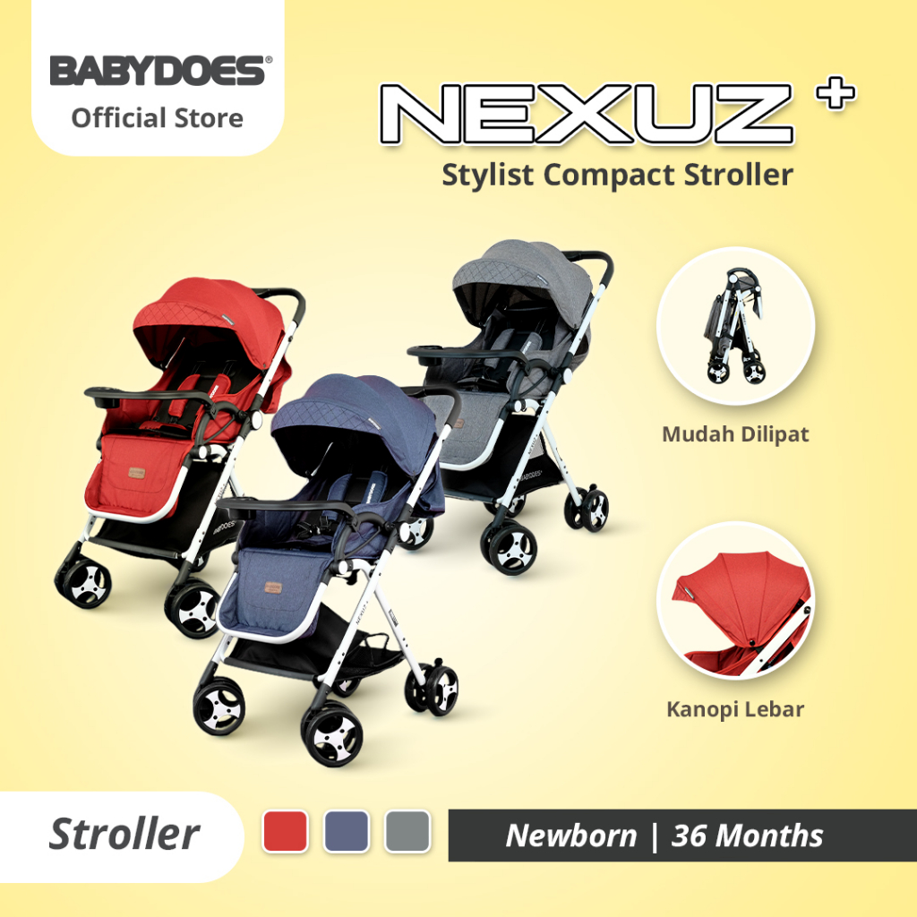 Babydoes Nexuz+ Stroller Compact Kereta Bayi Newborn Sampai 36 Bulan Dilipat Satu Tangan Foto 3