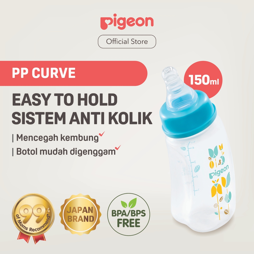 Pigeon Botol Susu PP Curve 150ml Dot Peristaltic Slim Neck S Anti Kolik