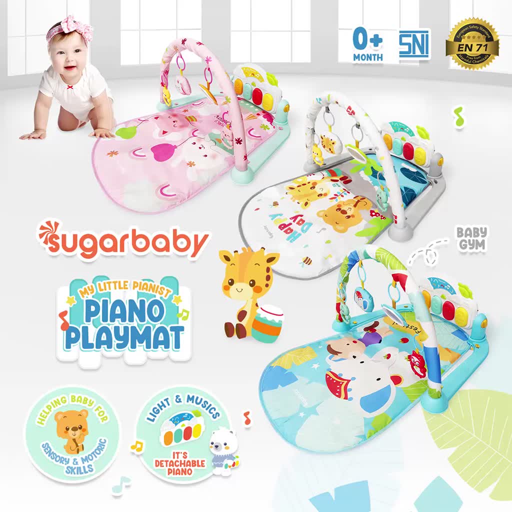 Playmat Piano Bayi Sugar Baby My Little Pianist Play Gym dengan Mainan Gantung 4