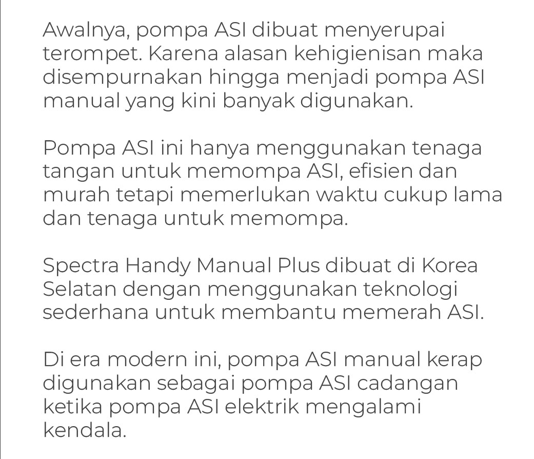 Pompa ASI Manual Spectra Handy Plus Single Pump Portable untuk Ibu Menyusui Foto 7