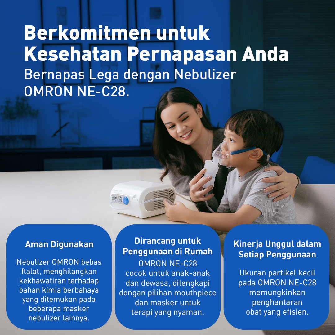 Omron Nebulizer NE-C28 Compressor Alat Terapi Pernapasan Teknologi VVT Foto 8