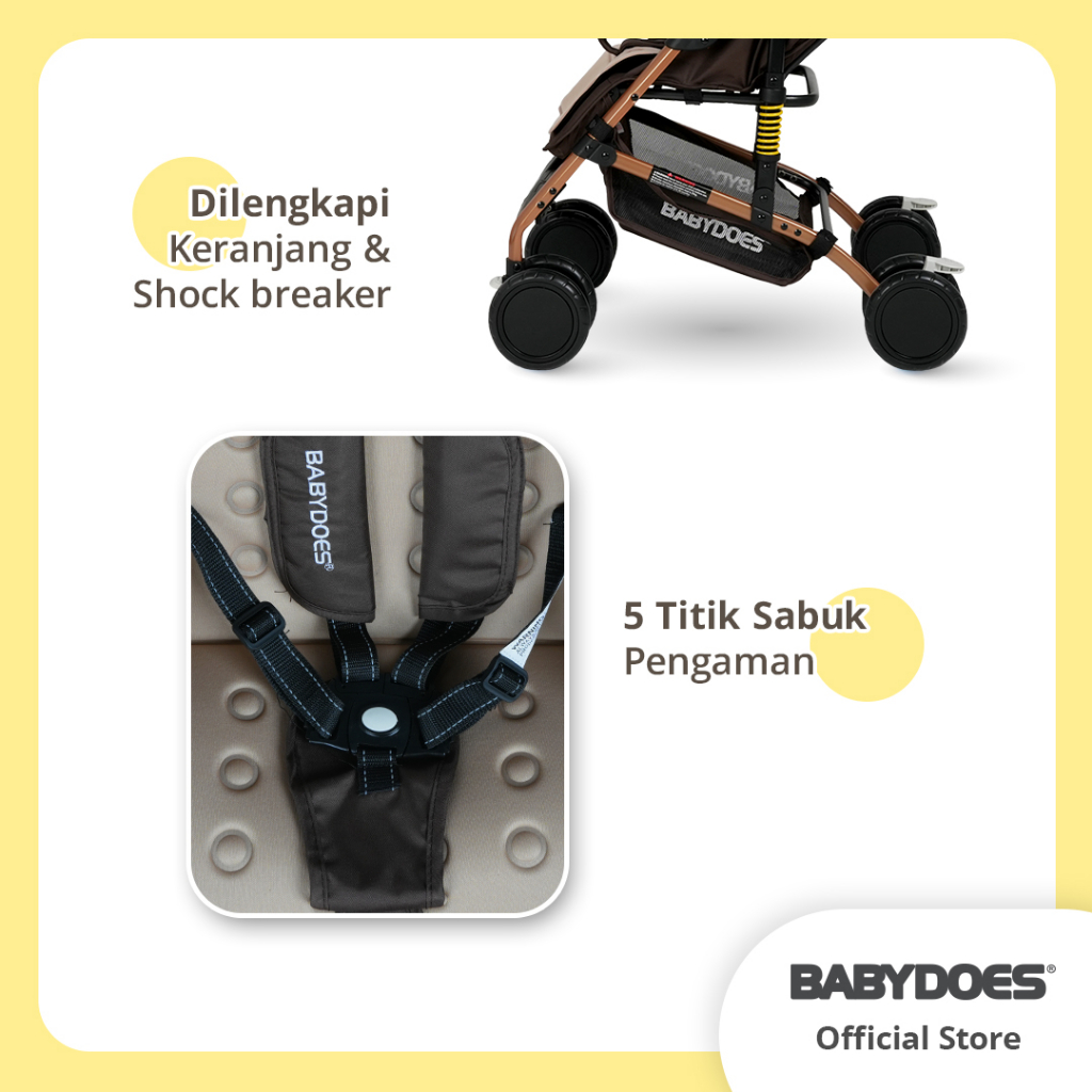 Stroller Babydoes OLLA New Hola Compact Lipat Mudah Bumper Lepas Kapasitas 20kg Foto 5