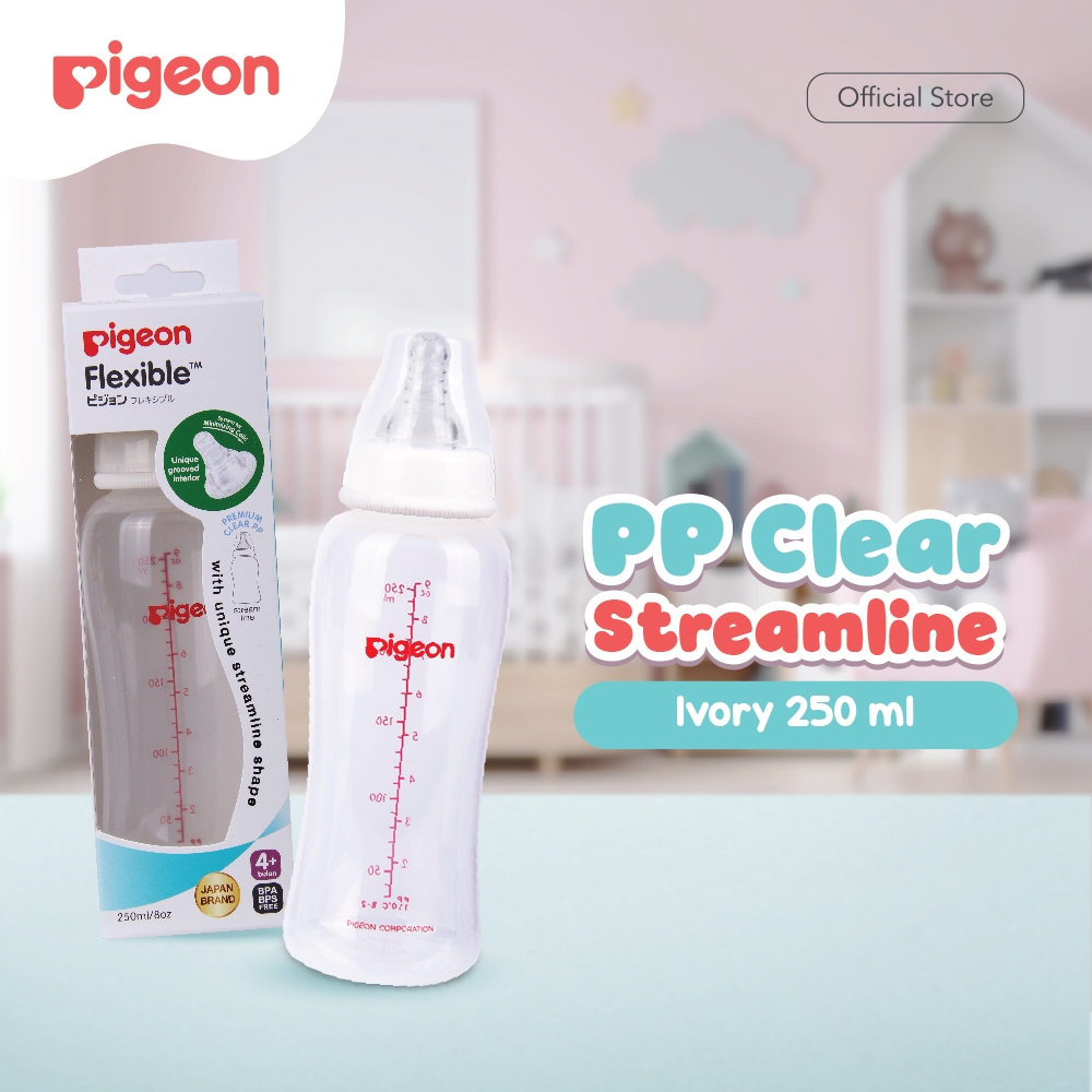 Botol Susu Pigeon Slim Neck PP 250ml BPA Free Anti Kolik Dot Peristaltic Size Foto 2
